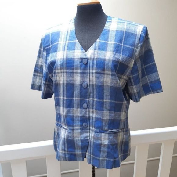 Caslon Blue Stripe Cotton Button Down Shirt Blouse XL - Picture 5 of 7
